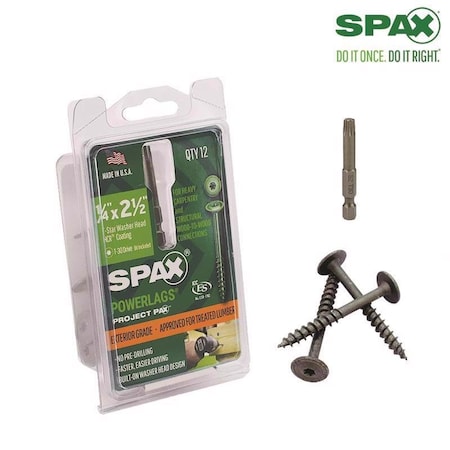 Spax SPAX PowerLag 1/4 in. in. X 2-1/2 in. L T-30 Washer Head Serrated Structural Screws 45818207006343
